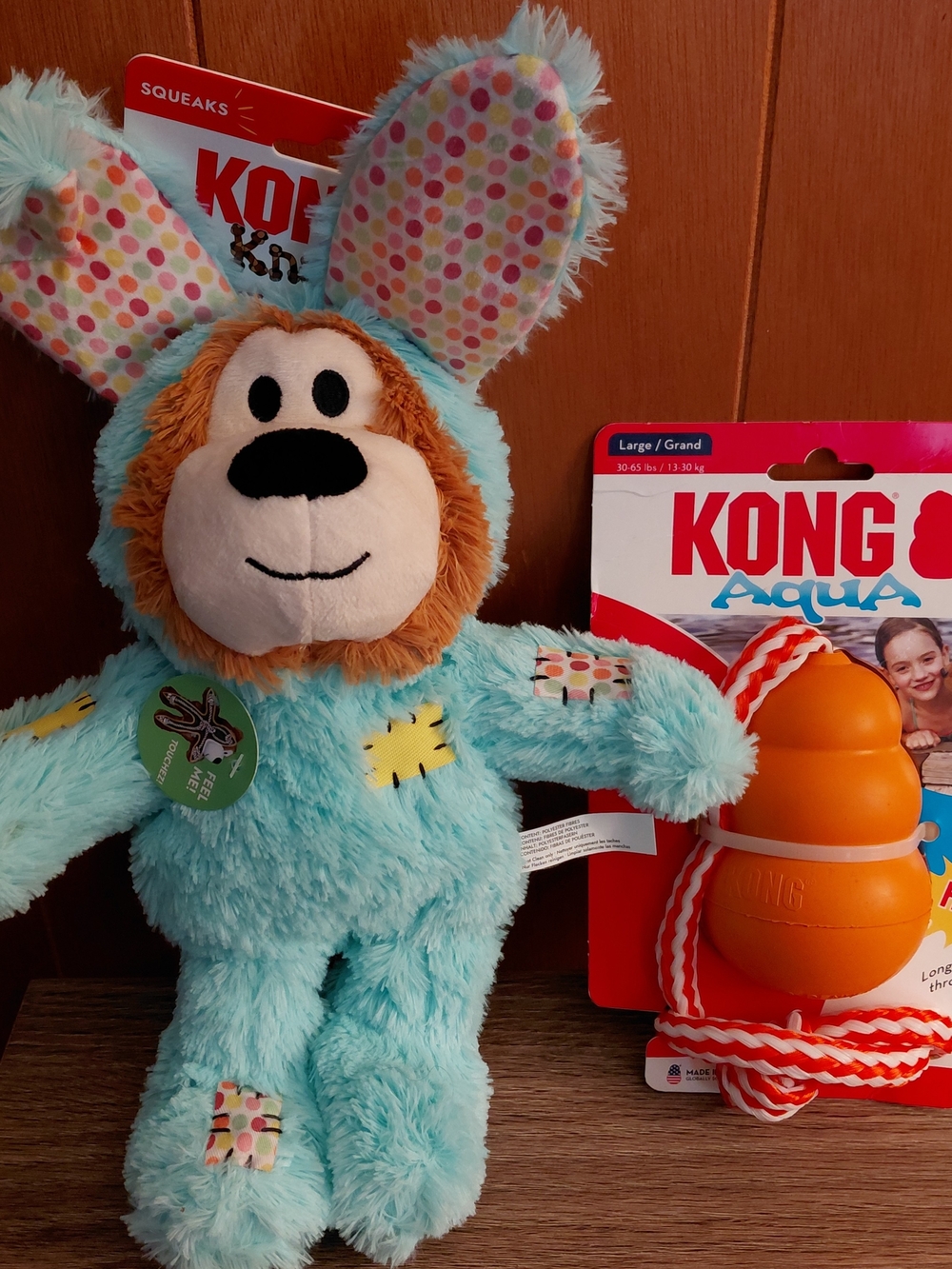 Kong Dog Toys Large Orange Kong Aqua & Teal Medium Wild Knots Bunny Bear New